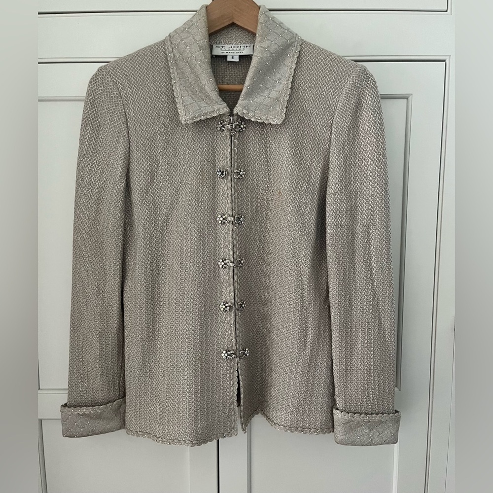 St. John Silver Textured Blazer